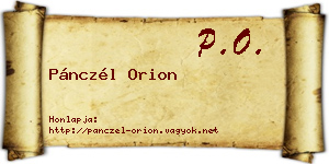 Pánczél Orion névjegykártya